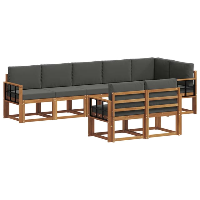 vidaXL Outdoor-Sofagarnitur mit Kissen 8 Stk Natur und Anthrazit 3366580