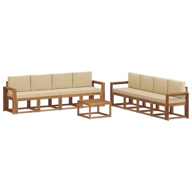 vidaXL Outdoor-Sofagarnitur 9 Stk Natur und Beige Massivholz Akazie 3366191
