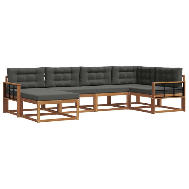 vidaXL Outdoor-Sofagarnitur mit Kissen 6-Tlg Natur und Anthrazit 3367835