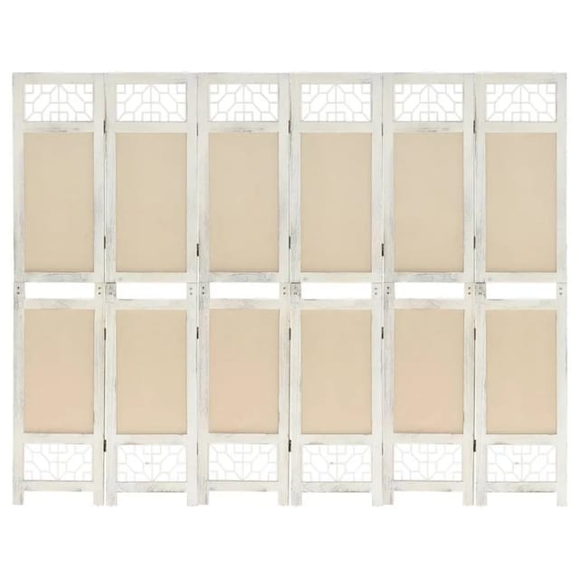 vidaXL 6 Tlg Raumteiler Creme 210x165 cm Stoff 338561