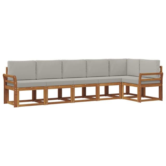 vidaXL Outdoor-Sofagarnitur mit Kissen 6 Stk Natur und Hellgrau 3366464