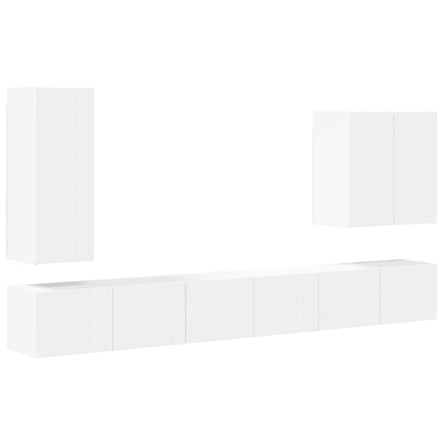 vidaXL TV-Wandregal-Set Wandmontiert 6 Stk Weiß 3408943