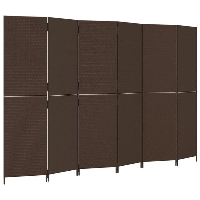 vidaXL Paravent 6 Tlg Braun Poly Rattan 365353