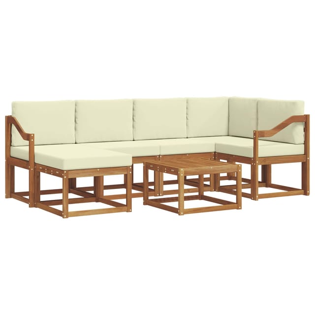 vidaXL Outdoor-Sofagarnitur mit Kissen 7 Stk Natur und Creme 3366688