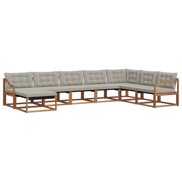 vidaXL Outdoor-Sofagarnitur mit Kissen 8-Tlg Natur und Hellgrau 3369754