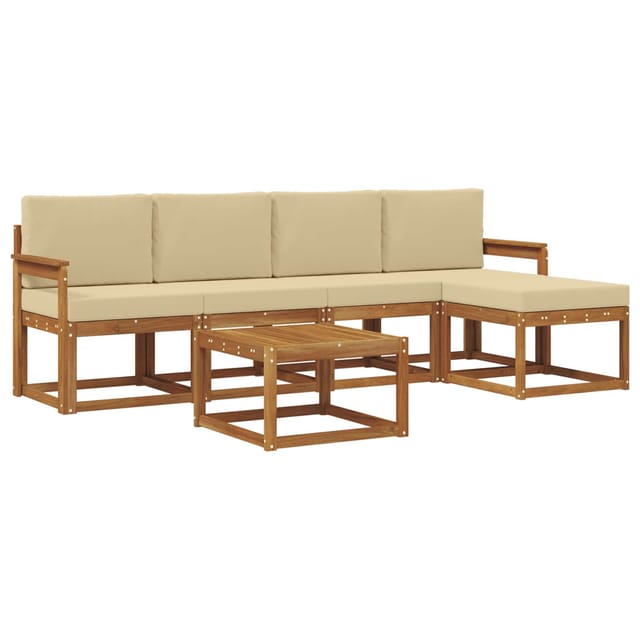 vidaXL Outdoor-Sofagarnitur 6 Stk Natur und Beige Massivholz Akazie 3366281