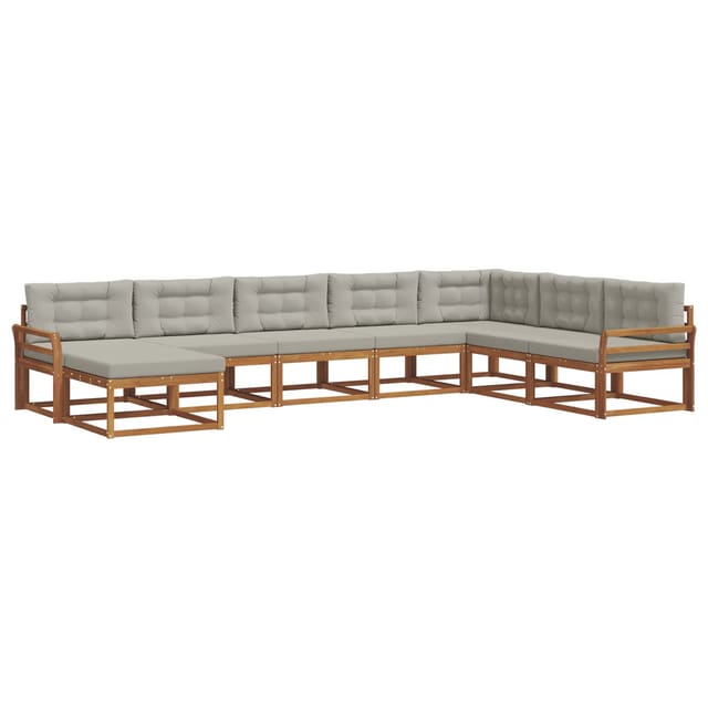 vidaXL Outdoor-Sofagarnitur mit Kissen 8-Tlg Natur und Hellgrau 3367999
