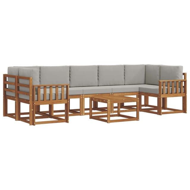 vidaXL Outdoor-Sofagarnitur mit Kissen 8 Stk Natur und Hellgrau 3366144