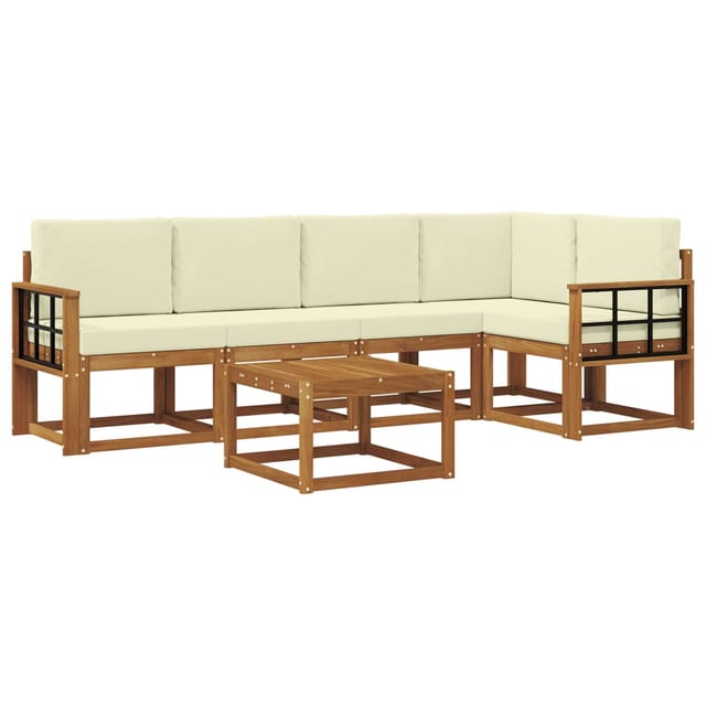 vidaXL Outdoor-Sofagarnitur mit Kissen 6 Stk Natur und Creme 3366438
