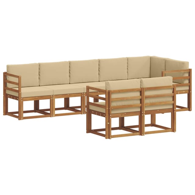 vidaXL Outdoor-Sofagarnitur mit Kissen 8 Stk Natur und Beige 3366556