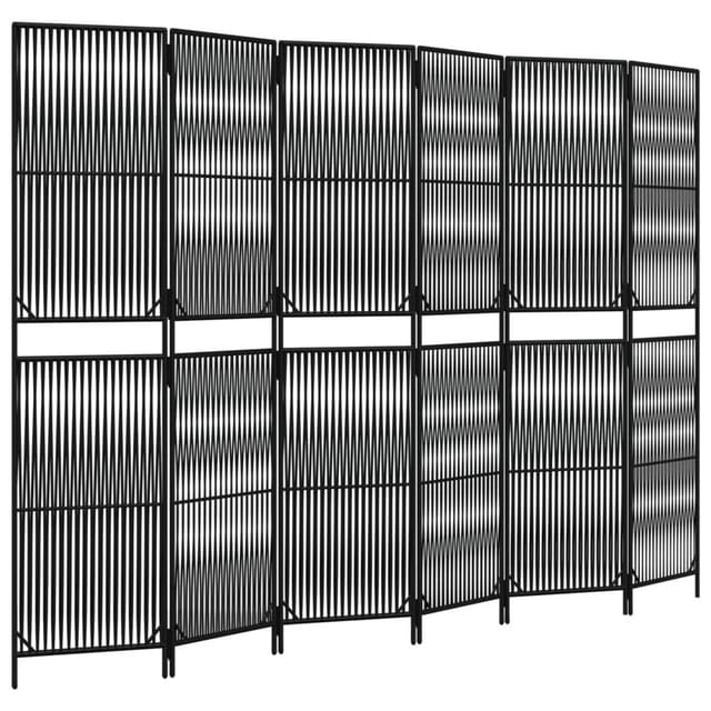 vidaXL Paravent 6 Tlg Schwarz Poly Rattan 365400