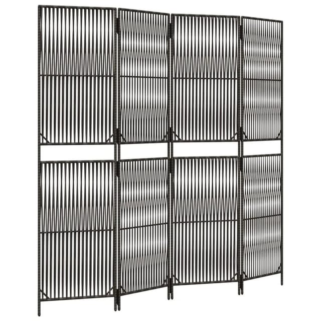 vidaXL Paravent 4 Tlg Grau Poly Rattan 365378