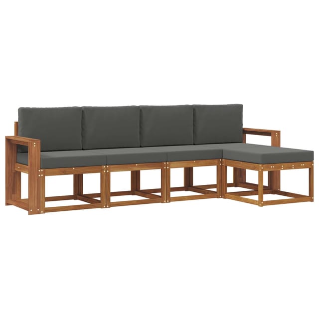 vidaXL Outdoor-Sofagarnitur mit Kissen 5 Stk Natur und Anthrazit 3366260