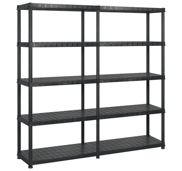 vidaXL Lagerregal mit 5 Böden Schwarz 183x45,7x185 cm Kunststoff 3059854