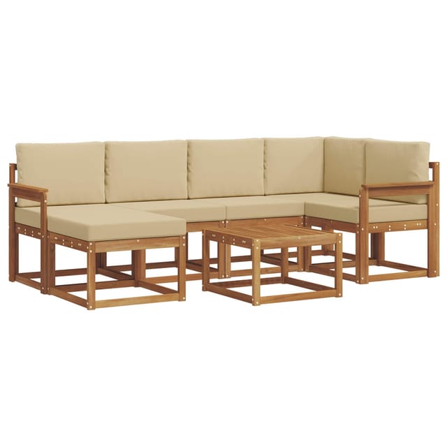 vidaXL Outdoor-Sofagarnitur mit Kissen 7 Stk Natur und Beige 3366666