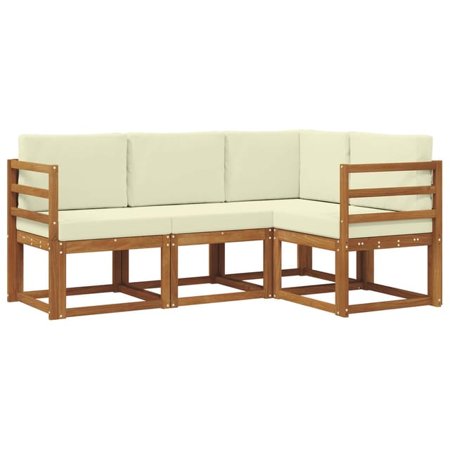 vidaXL Outdoor-Sofagarnitur mit Kissen 4 Stk Natur und Creme 3366308