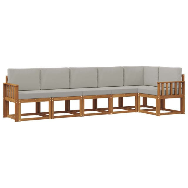 vidaXL Outdoor-Sofagarnitur mit Kissen 6 Stk Natur und Hellgrau 3366459