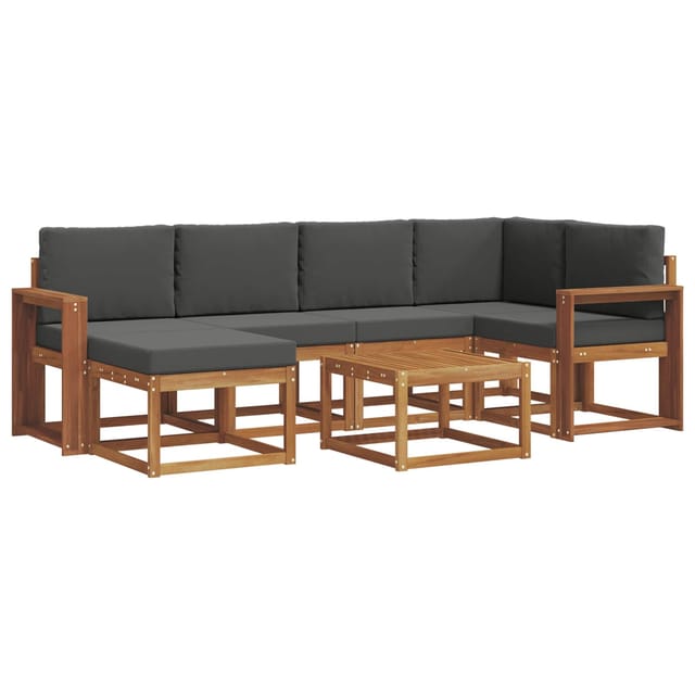 vidaXL Outdoor-Sofagarnitur mit Kissen 7 Stk Natur und Anthrazit 3366680