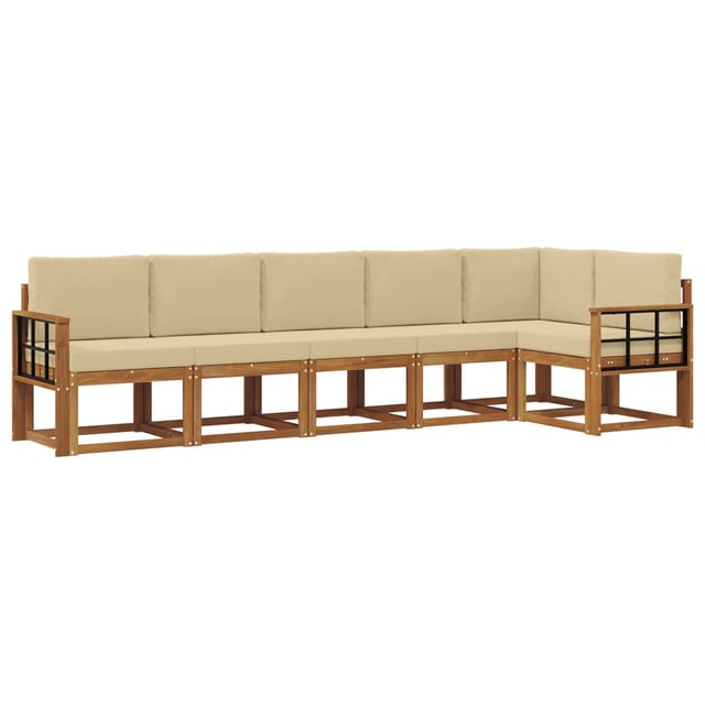vidaXL Outdoor-Sofagarnitur mit Kissen 6 Stk Natur und Beige 3366476
