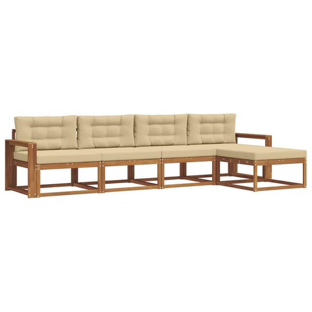 vidaXL Outdoor-Sofagarnitur mit Kissen 5 Stk Natur und Beige 3367446