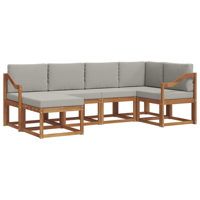 vidaXL Outdoor-Sofagarnitur mit Kissen 6 Stk Natur und Hellgrau 3366654