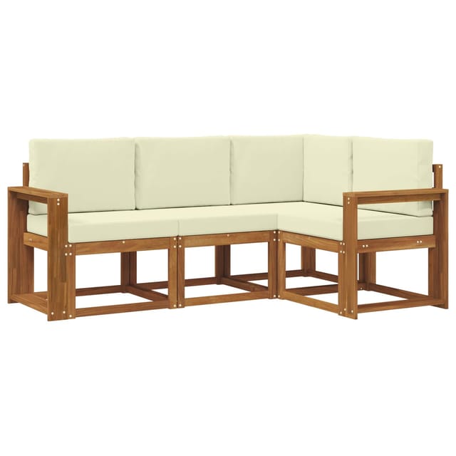 vidaXL Outdoor-Sofagarnitur mit Kissen 4 Stk Natur und Creme 3366328