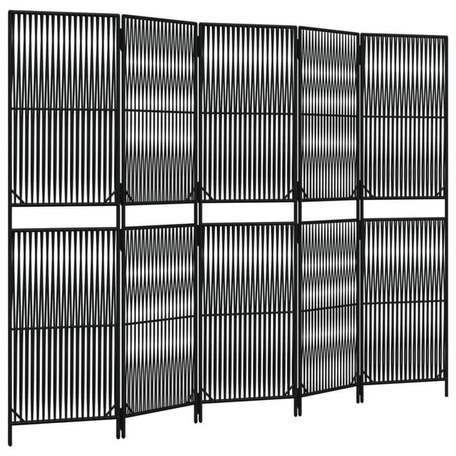 vidaXL Paravent 5 Tlg Schwarz Poly Rattan 365380