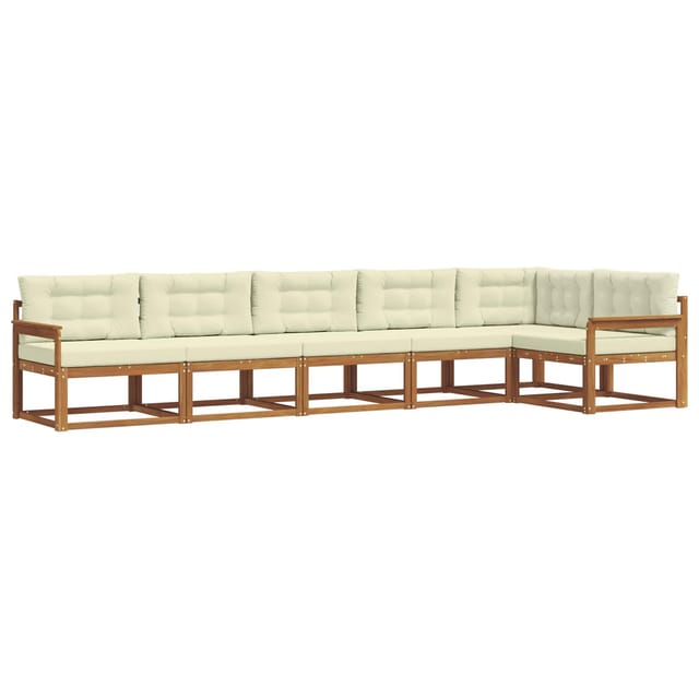 vidaXL Outdoor-Sofagarnitur mit Kissen 6-Tlg Natur und Creme 3367638
