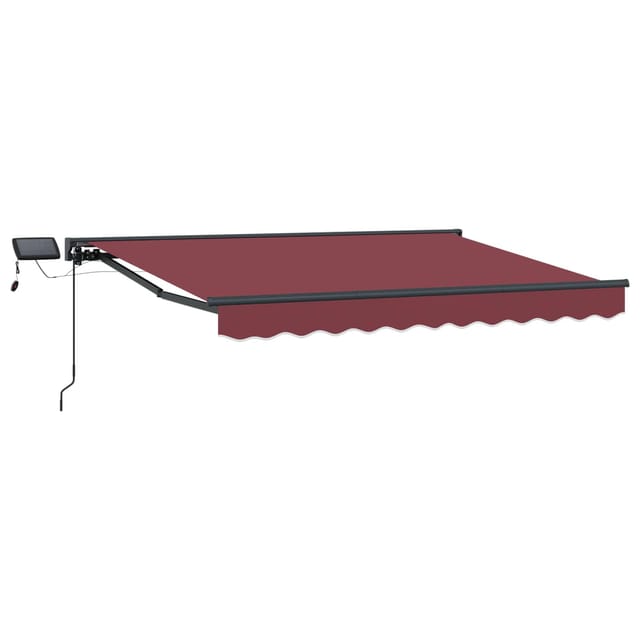 vidaXL Manueller Markisenrahmen mit LEDs Bordeauxrot 3 x 2,5 m 3420805