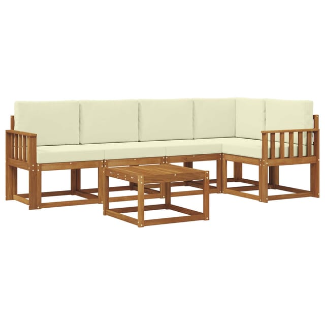 vidaXL Outdoor-Sofagarnitur mit Kissen 6 Stk Natur und Creme 3366423