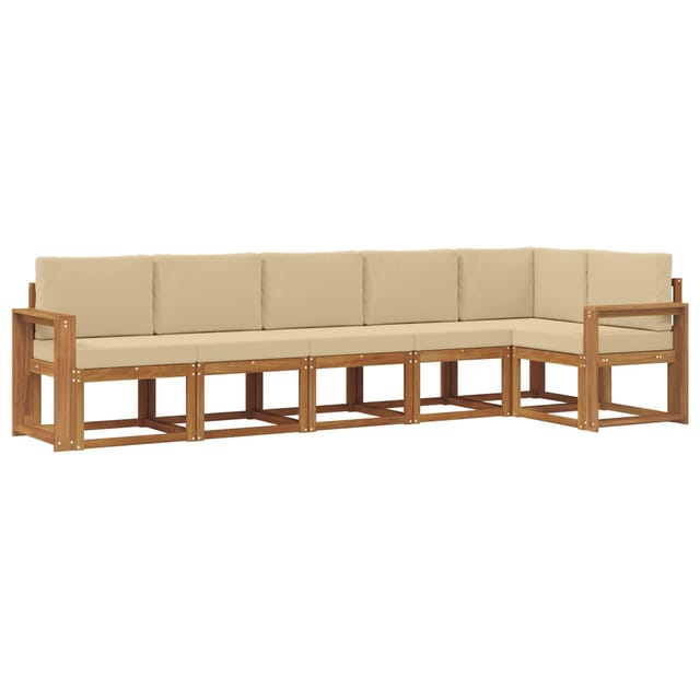 vidaXL Outdoor-Sofagarnitur mit Kissen 6 Stk Natur und Beige 3366471