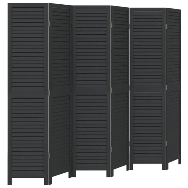 vidaXL 6 Tlg Paravent Schwarz Massivholz Paulownia 358858