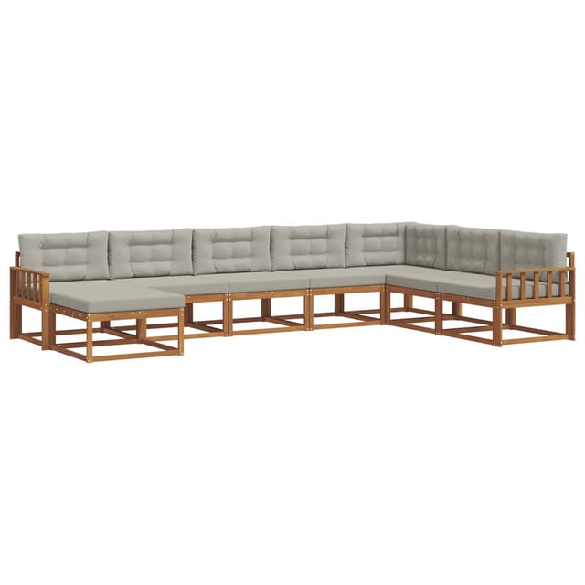 vidaXL Outdoor-Sofagarnitur mit Kissen 8-Tlg Natur und Hellgrau 3367994