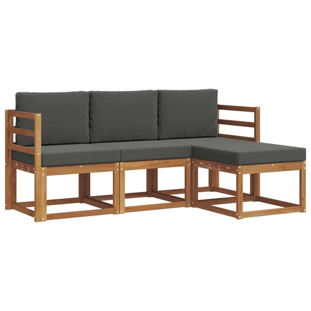 vidaXL Outdoor-Sofagarnitur mit Kissen 4-Tlg Natur und Anthrazit 3366205