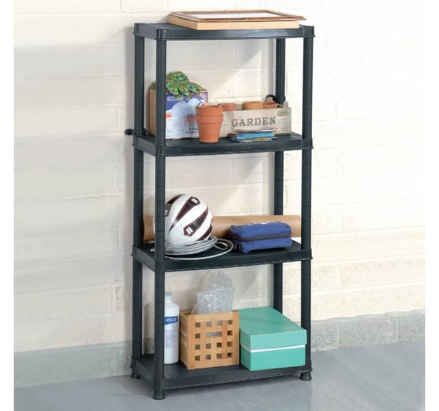 vidaXL Lagerregal 4-Tier Schwarz 61x30,5x130 cm Kunststoff 147683