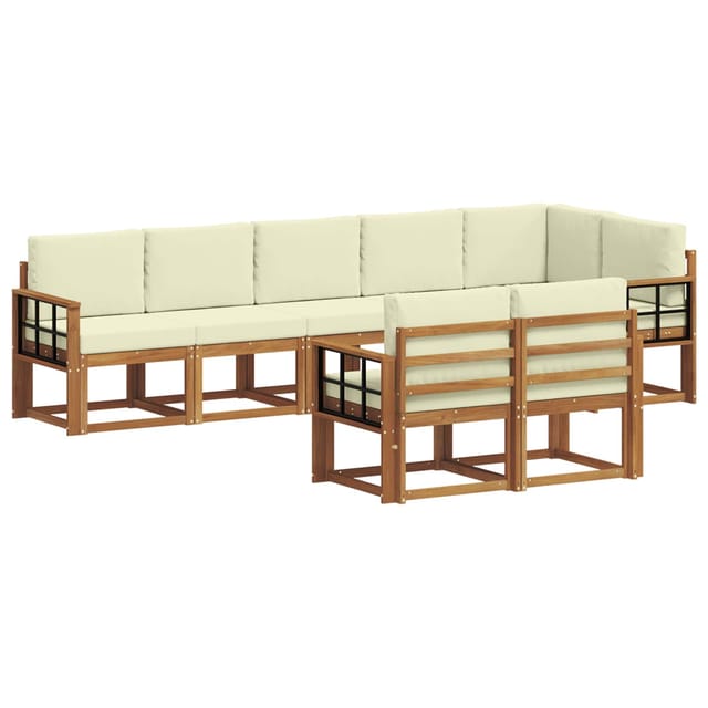 vidaXL Outdoor-Sofagarnitur mit Kissen 8 Stk Natur und Creme 3366578