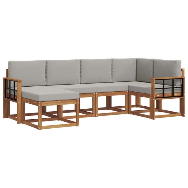 vidaXL Outdoor-Sofagarnitur mit Kissen 6 Stk Natur und Hellgrau 3366649
