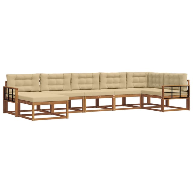 vidaXL Outdoor-Sofagarnitur mit Kissen 7-Tlg Natur und Beige 3367906