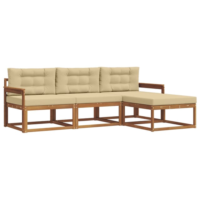 vidaXL Outdoor-Sofagarnitur mit Kissen 4-Tlg Natur und Beige 3367396