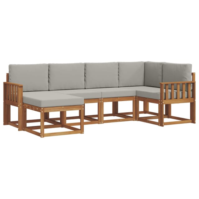 vidaXL Outdoor-Sofagarnitur mit Kissen 6 Stk Natur und Hellgrau 3366634
