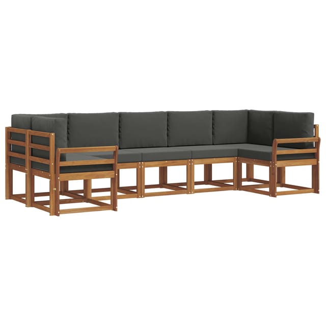 vidaXL Outdoor-Sofagarnitur mit Kissen 7-Tlg Natur und Anthrazit 3366920
