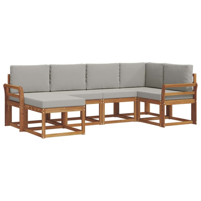 vidaXL Outdoor-Sofagarnitur mit Kissen 6 Stk Natur und Hellgrau 3366639