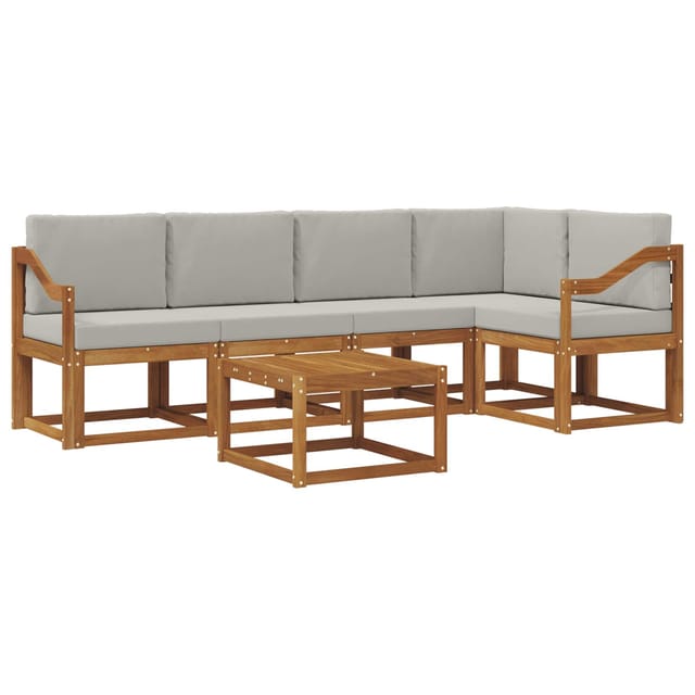 vidaXL Outdoor-Sofagarnitur mit Kissen 6 Stk Natur und Hellgrau 3366444