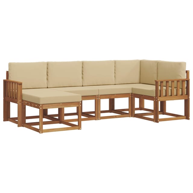 vidaXL Outdoor-Sofagarnitur mit Kissen 6 Stk Natur und Beige 3366636