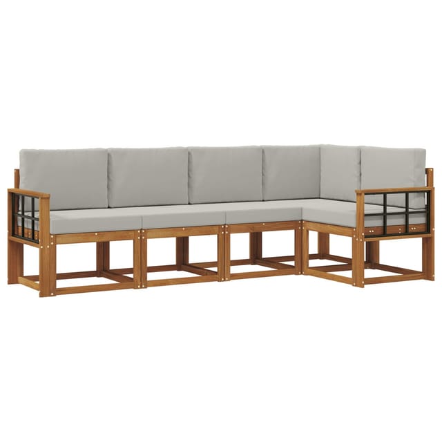 vidaXL Sofa Set mit Kissen 5 Stk Natur und Hellgrau 3366404