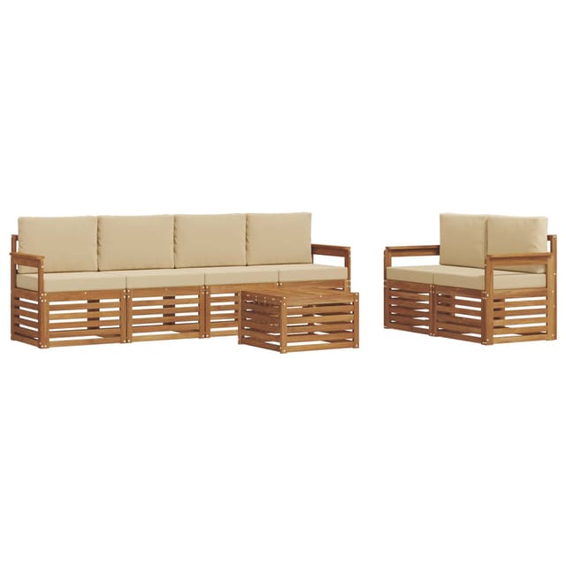 vidaXL Outdoor-Sofagarnitur Natur und Beige Massivholz Akazie 3374398