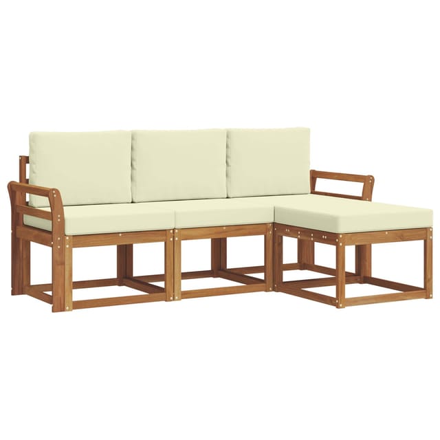vidaXL Outdoor-Sofagarnitur mit Kissen 4 Stk Natur und Creme 3366218
