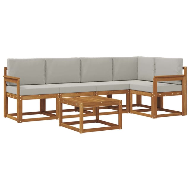 vidaXL Outdoor-Sofagarnitur mit Kissen 6 Stk Natur und Hellgrau 3366419