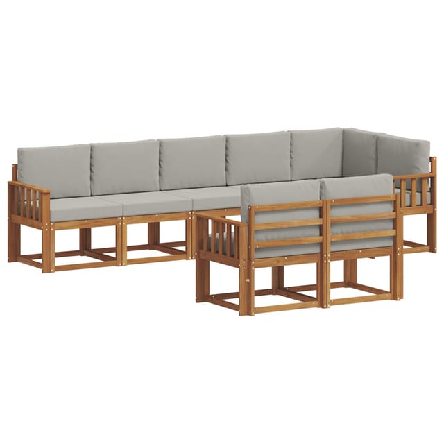 vidaXL Outdoor-Sofagarnitur mit Kissen 8 Stk Natur und Hellgrau 3366564
