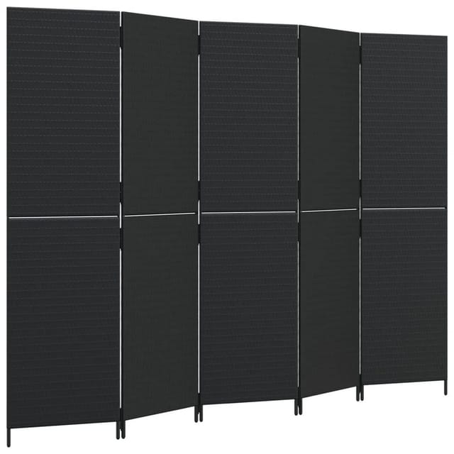 vidaXL Paravent 5 Tlg Schwarz Poly Rattan 365348